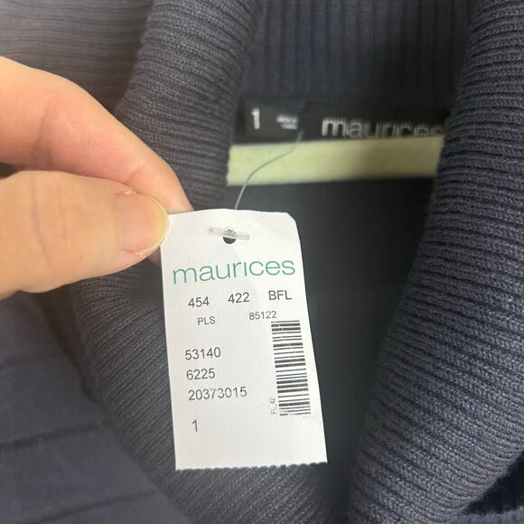 Maurices Cowl Neck Long Sweater Size 1X Gray Ruched Sides NEW - Picture 3 of 7